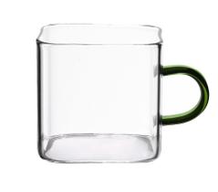 Caneca Quadrada Boro Alça Verde 130 Ml Mimo Style Tc22137