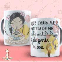 Caneca Que Deus Me Proteja De Mim Não Desalinha Meditação Zen Gratidão Porcelana- MEGA OFERTA!