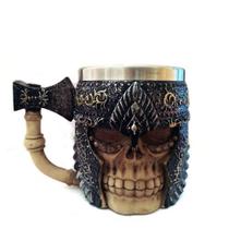 Caneca Resina Caveira Skull Viking Martelo