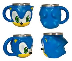 Caneca Resina Inox Em Formato 3D 250ml Sega Sonic Licenciada - Zona Criativa