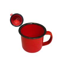 Caneca Retrô Vermelha Lisa Xícara 150ml Vintage Esmalte