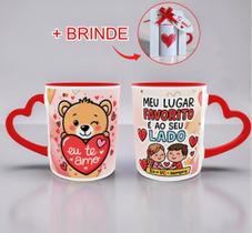 Caneca Romântica Casal Love Presente Dia Dos Namorados Com Caixa Alça de Coração Caneca Romântica Casal Love Presente Dia Dos Namorados Com Caixa Alça de Coração