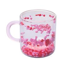 Caneca Romântica de Vidro Duplo c/ Coração e Alça Rosa 300ml Caneca Romântica de Vidro Duplo c/ Coração e Alça Rosa 300ml