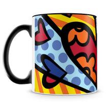 Caneca Romero Britto A New Day Preta - Cerâmica de Alta Qualidade, 325ml Caneca Romero Britto A New Day Preta - Cerâmica de Alta Qualidade, 325ml