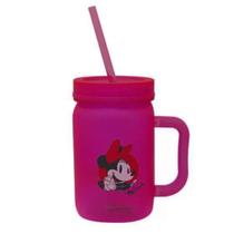 Caneca Rosa De Plástico Com Canudinho Disney Minnie Mouse Caneca Pote 450ML Presente Criança Desenho