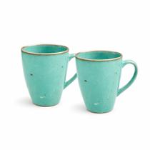 Caneca Rústica de Cerâmica 300 ml Kit com 2 unidades Verde Ideal para Café e Chá