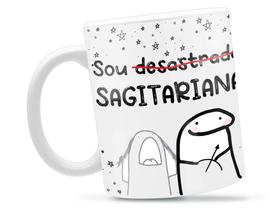 Caneca Sagitariana Flork Signo Divertida Porcelana Xícara 325ml + Caixa Presente