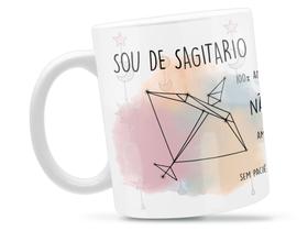 Caneca Sagitario Signo Divertida Porcelana Xícara 325ml + Caixa Presente