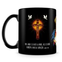 Caneca Sagrado Coração de Jesus 100% Preta em Cerâmica de Alta Qualidade com Capacidade de 325 ml Caneca Sagrado Coração de Jesus 100% Preta em Cerâmica de Alta Qualidade com Capacidade de 325 ml