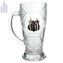 Caneca Santos FC Vidro Bola Futebol Escudo de Metal Oficial - Mileno