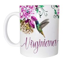 Caneca Signo Virgem Floral Rosa de Plástico Rígido