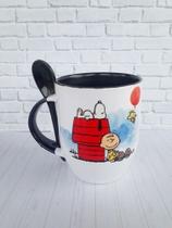 Caneca Snoopy - Caneca Preta De Colher Snoopy