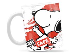 Caneca Snoopy Com Café Divertida Porcelana Xícara 325ml + Caixa Presente