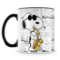 Caneca Snoopy Músico Personalizada em Porcelana Brilhante