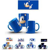 Caneca Sonic COM SEU NOME de Porcelana Azul - Vários modelos