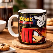 Caneca Sonic Knuckles Tails Dr Eggman Branco Knuckles