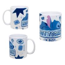 Caneca Stitch 350ml Cerâmica Disney Personalizada "Not Today"