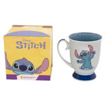 Caneca Stitch Aloha Royal 300ml em Cerâmica Azul Produto Oficial Disney Lilo & Stitch