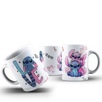 Caneca Stitch Amor 325ml Cerâmica Presente Criativo Casal