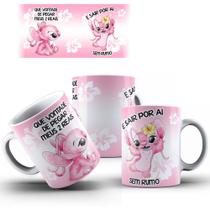 Caneca Stitch Angel Que Vontade de Sair Por Ai sem Rumo