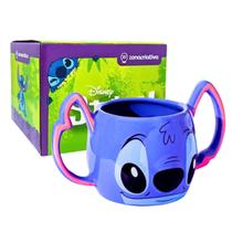 Caneca Stitch com Alça dupla 450ml Azul Grande Porcelana