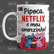 Caneca Stitch Dia dos Namorados Netflix, Pipoca e Você Caneca Stitch Dia dos Namorados Netflix, Pipoca e Você