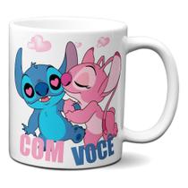 Caneca Stitch Lilo Casal Com E Sem Você Presente Namorados Personalizada 375ml Especial