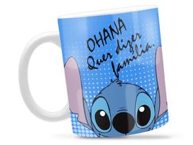 Caneca Stitch Rosto Divertida Porcelana Xícara 325ml + Caixa Presente