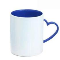 Caneca Sub Plástico Branco C/ Alça de Coração e interior Azul 325ml Caneca Sub Plástico Branco C/ Alça de Coração e interior Azul 325ml