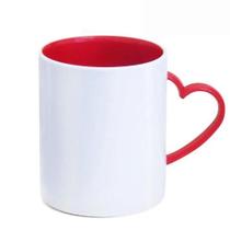 Caneca Sub Plástico Branco C/ Alça de Coração e interior Vermelha 325ml Caneca Sub Plástico Branco C/ Alça de Coração e interior Vermelha 325ml