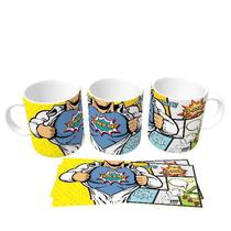 Caneca super pai comics presente criativo geek