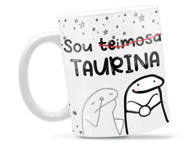 Caneca Taurina Flork Signo Divertida Porcelana Xícara 325ml + Caixa Presente