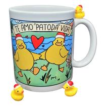 Caneca Te Amo Patodavida Com Caixa De Presente Personalizada 325ml Divertida Engraçada