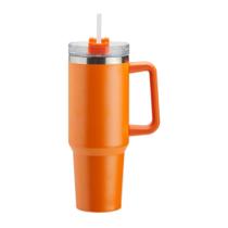 Caneca Térmica 1,2L com Canudo e Tampa Laranja