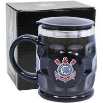 Caneca Termica 500ml Com Brasão do Corinthians Preta Ref.:QH021AZ-1