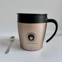 Caneca Termica Aço Inox 350 ML Com Tampa E Colher Cor:Dourado