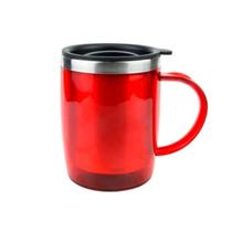 Caneca Térmica Com Alça Bebida Conserva Gelado Inox Tampa Vermelha 450ml