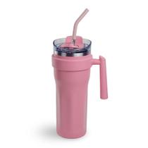 Caneca Termica com Alca Tampa e Canudo Inox Pink 1 2L Caneca Termica com Alca Tampa e Canudo Inox Pink 1 2L