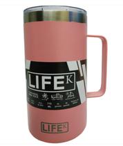 Caneca Térmica Com Tampa Em Aço Inox 710Ml Rosa