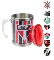 Caneca Térmica Corinthians Oficial Time Inox Com Tampa 450ml