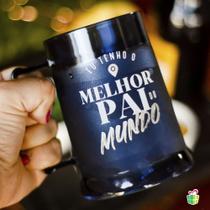 Caneca térmica de gel personalizada para pai 400ml com alça azul - presente