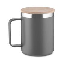 Caneca Térmica Elegante em Inox Reciclado com Tampa de Bambu - 400ml Cinza Sofisticado Caneca Térmica Elegante em Inox Reciclado com Tampa de Bambu - 400ml Cinza Sofisticado