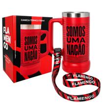 Caneca Térmica Inox 700ml Times Copo Flamengo Oficial Com Alça