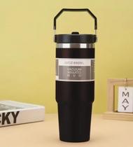 Caneca Térmica Inox 900ml com Canudo e Alça cor Preta