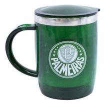 Caneca Térmica Inox Plástico Palmeiras Verde Presente 450m