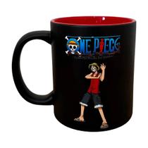 Caneca Térmica One Piece 300 ml Porcelana nacional Zona Criativa muda estampa com bebida quente presente geek
