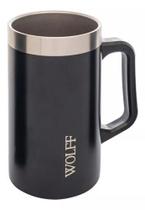 CANECA TERMICA P/CERVEJA DE ACO INOX PRETA 500ml