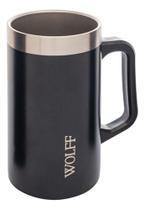 Caneca Térmica Para Cerveja Em Aço Inox Preta Wolff 500ml