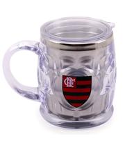 Caneca Térmica Transparente Com Tampa 500ml - Flamengo Caneca Térmica Transparente Com Tampa 500ml - Flamengo