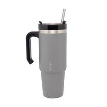 Caneca Térmica Wolff Perede Dupla e Canudo Cinza 890ml 29572